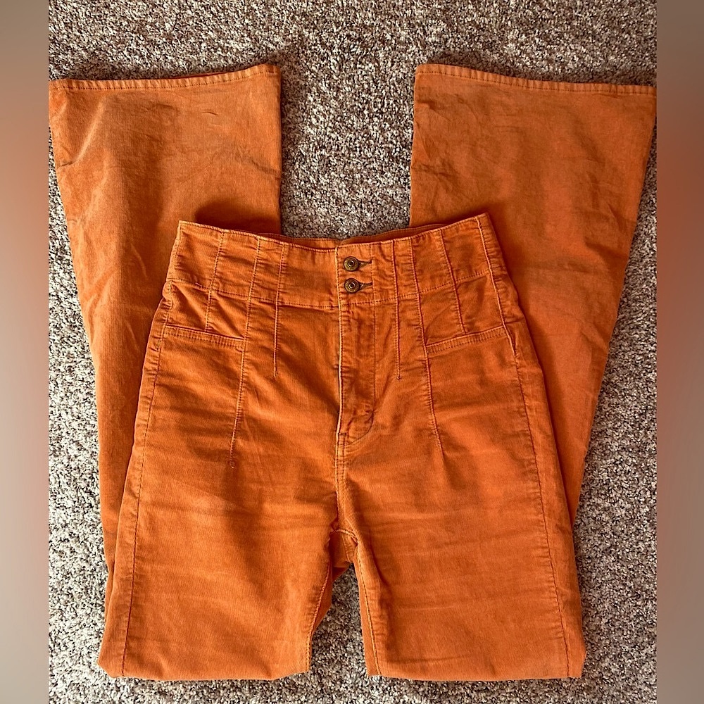 Orange We the Free Jayde Flare Corduroys